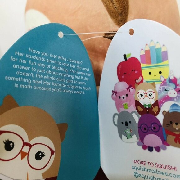 Squishmallow Jaydelle the Owl‎ "Back to School" 8 Inches Plush Kellytoy Brown - Picture 5 of 5